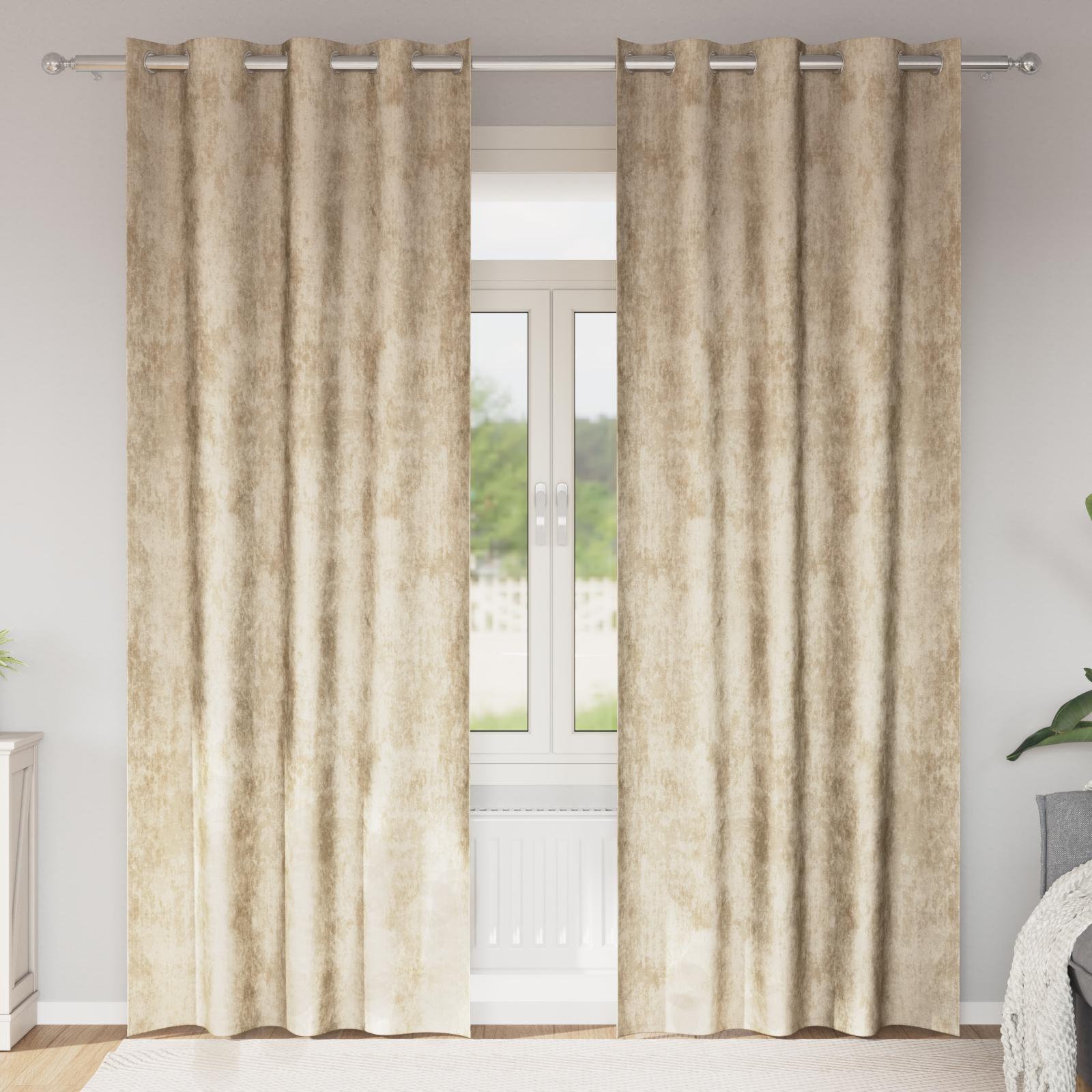 Velourgardiner 2 stk - creme 245 × 140 cm med ringe