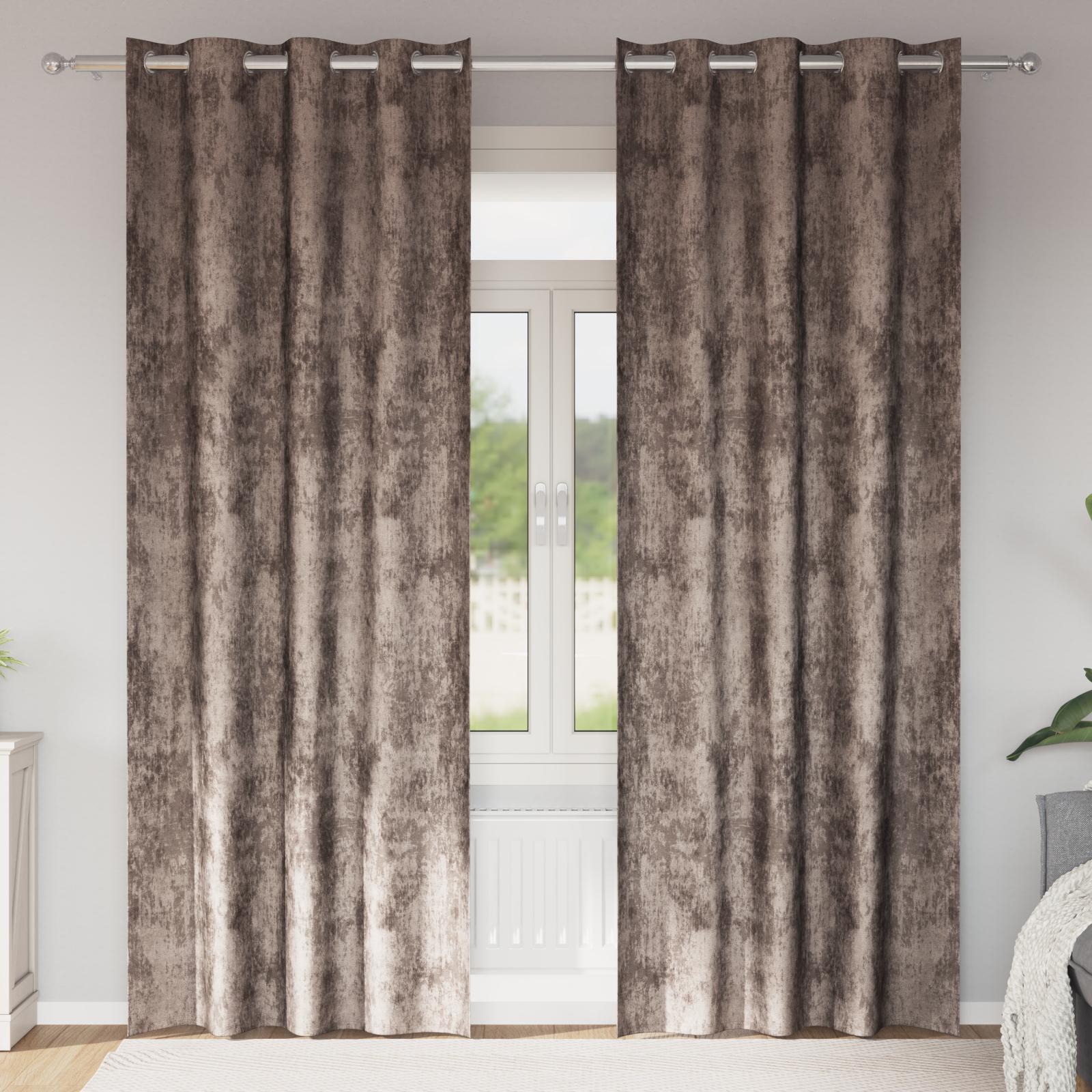 Velour Gardiner 2 stk med Øjekanter Cappuccino 225x140 cm