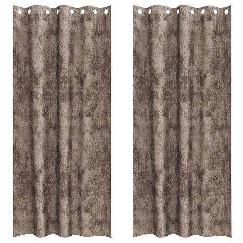 Fløjlsgardiner 2 stk med Øjekanter Cappuccino 245x140 cm