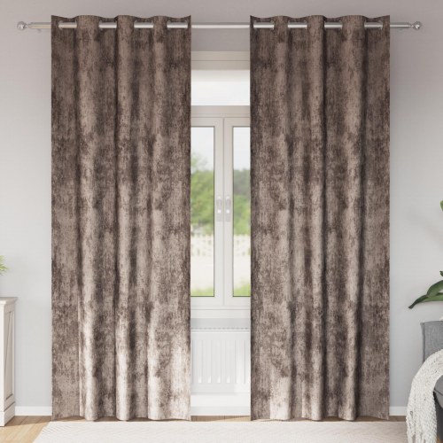 Velvet Gardiner 2 stk med Øjer Cappuccino 260x140 cm