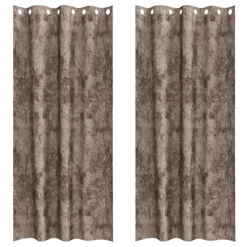 Velvet Gardiner 2 stk med Øjer Cappuccino 260x140 cm