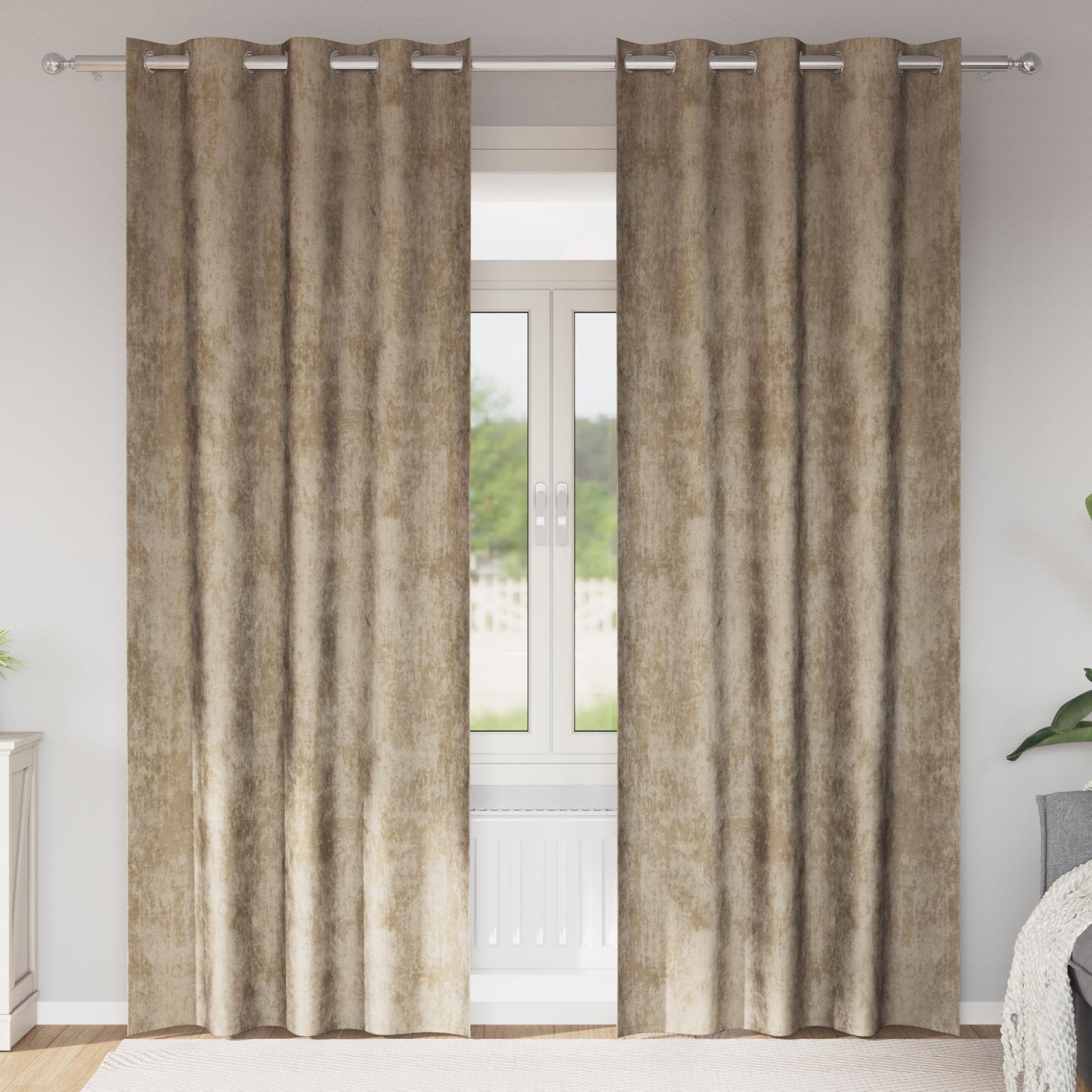 Velvet Gardiner 2 stk med Øjekanter Champagne 245x140 cm