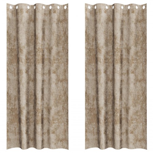 Velourgardiner 2 stk. med øjekanter Champagne 260x140 cm