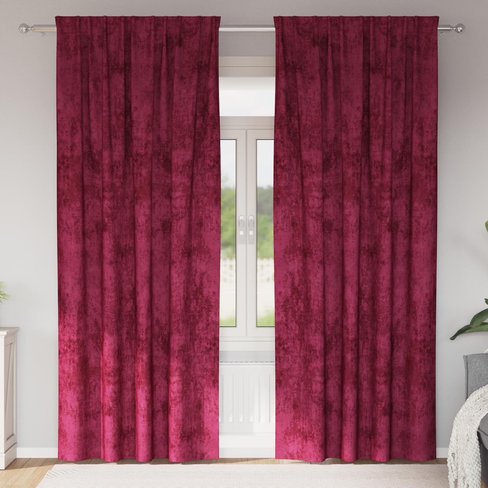 Velvet Gardiner 2 stk i Vine Rød 225x140 cm