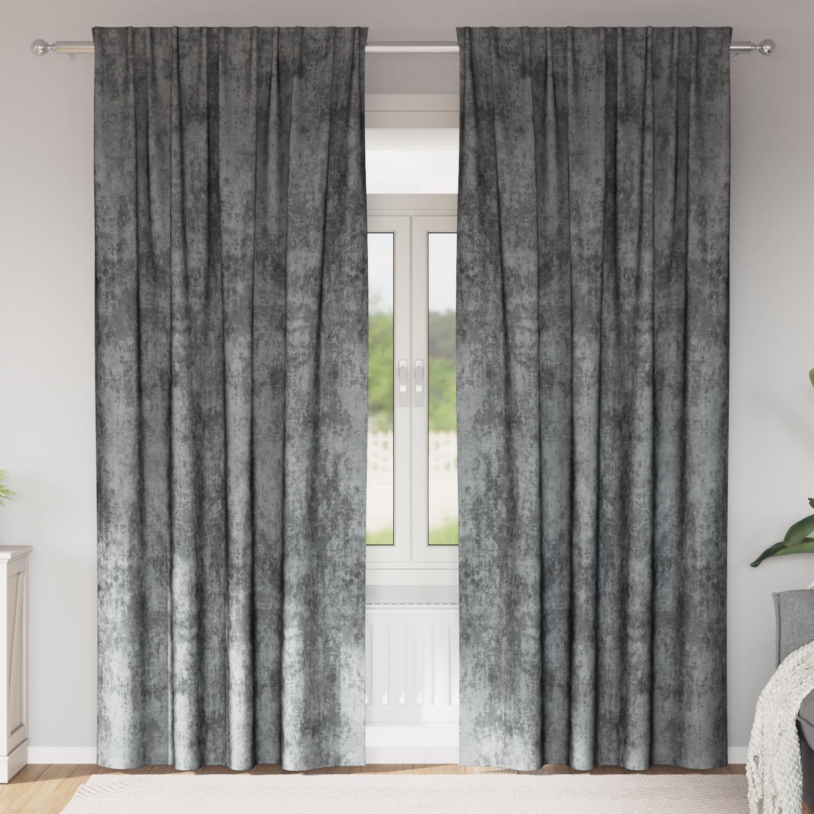 Velour Gardiner Med Gardiner 2 Dele Fløjl - Grå / 140 x 245 cm / med rod pocket