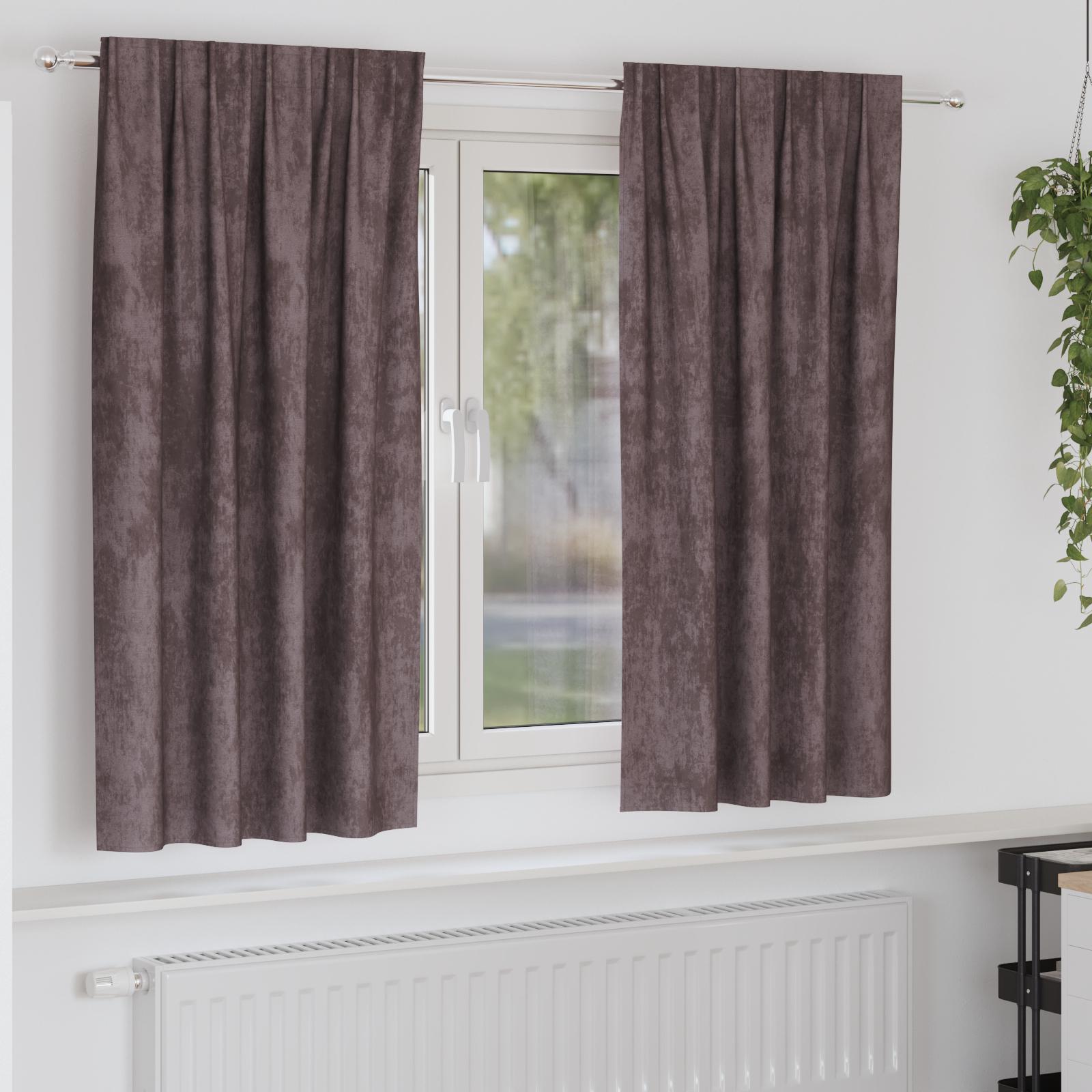 Fløjl gardiner 2 stk med øjer brun 175x140 cm