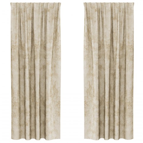 Velourgardiner 2 stk med Øjer Creme 260x140 cm