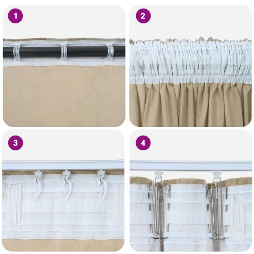 Velourgardiner 2 stk med Øjer Creme 260x140 cm