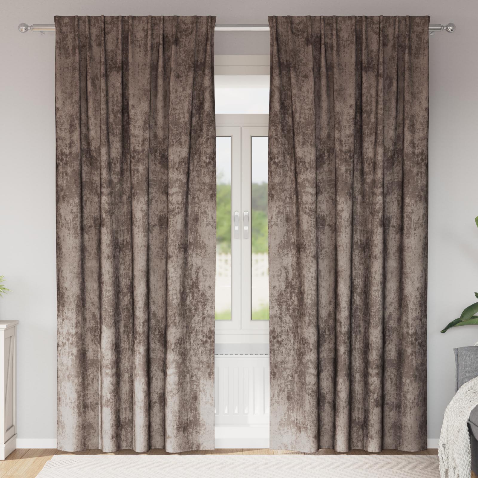 Velour Gardiner 2 stk med Øjer Cappuccino 225x140 cm