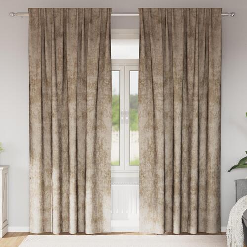 Velour Gardiner 2 stk med Øjer Champagne 260x140 cm