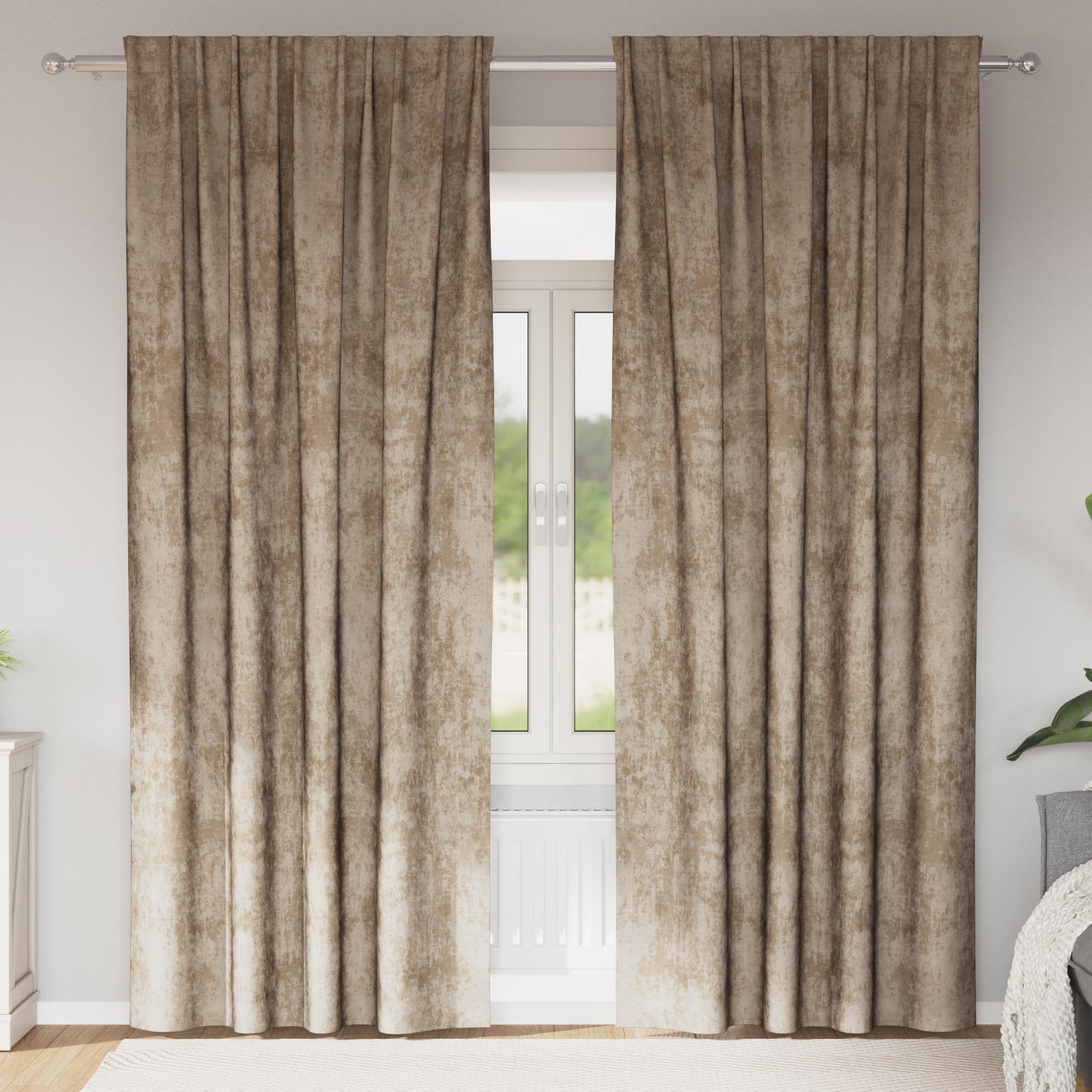 Velour Gardiner 2 stk med Øjer Champagne 260x140 cm