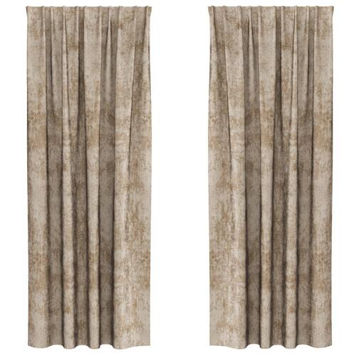 Velour Gardiner 2 stk med Øjer Champagne 260x140 cm