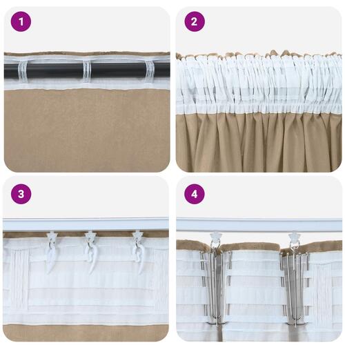 Velour Gardiner 2 stk med Øjer Champagne 260x140 cm