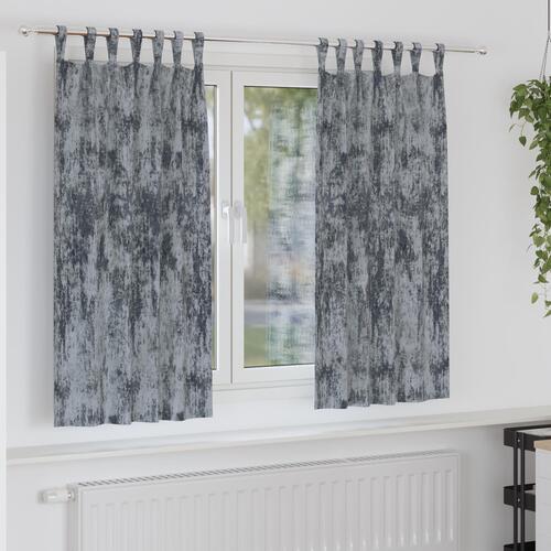 Fløjlsgardiner 2 stk med flæser Sølvgrå 175x140 cm