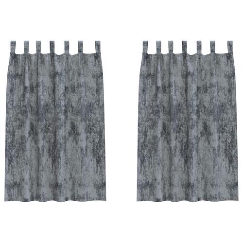 Fløjlsgardiner 2 stk med flæser Sølvgrå 175x140 cm