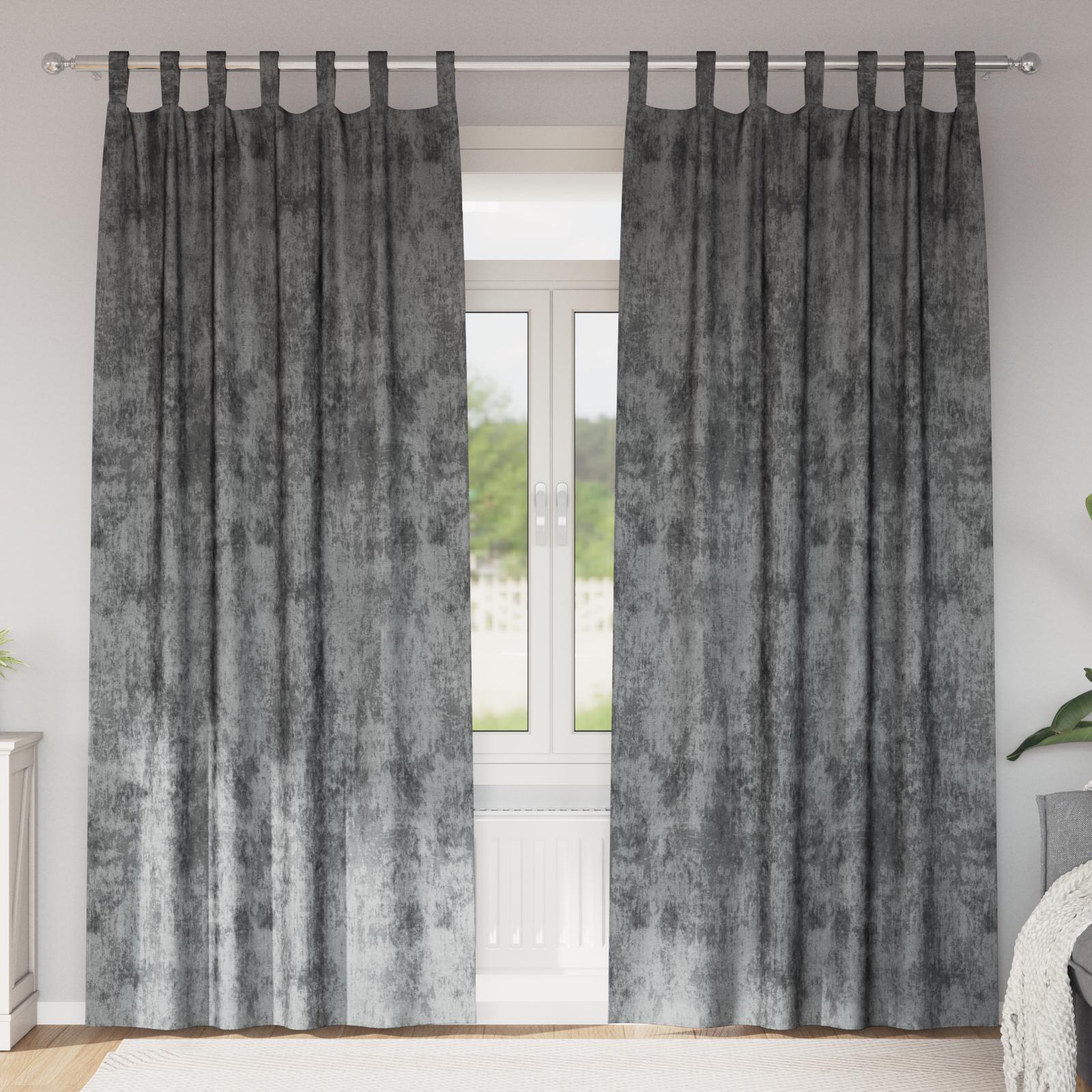 Velvet Gardiner 2 stk med Øjer Grå 245x140 cm
