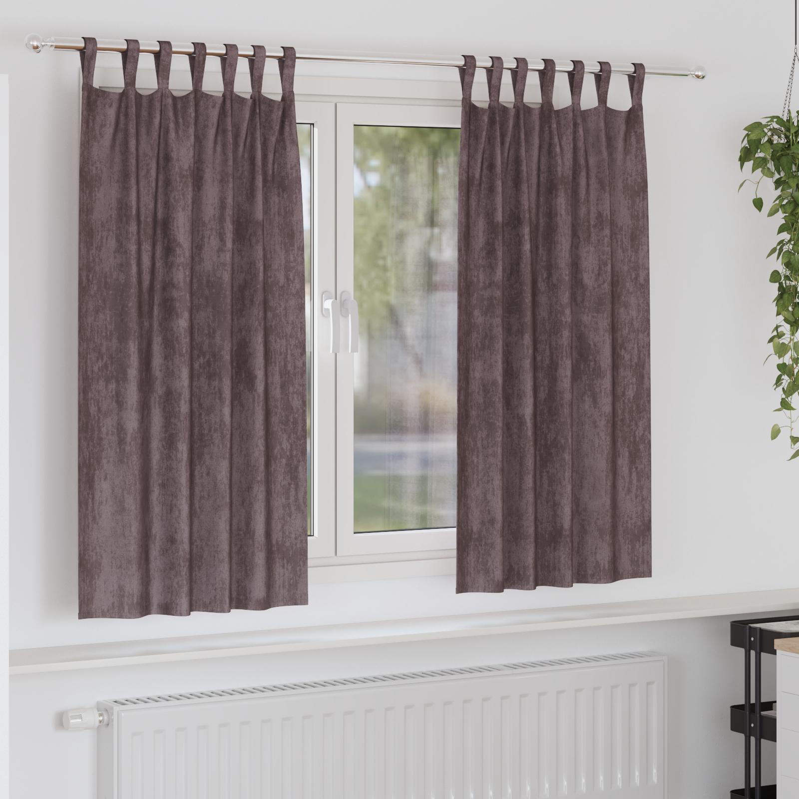 Velour Gardiner 2 stk. med Øjer Brun 175x140 cm