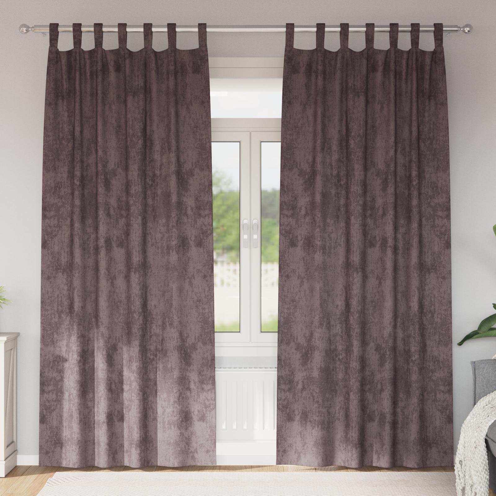 Velour Gardiner 2 Dele Fløjl - Brun / 140 x 225 cm / med løbegang