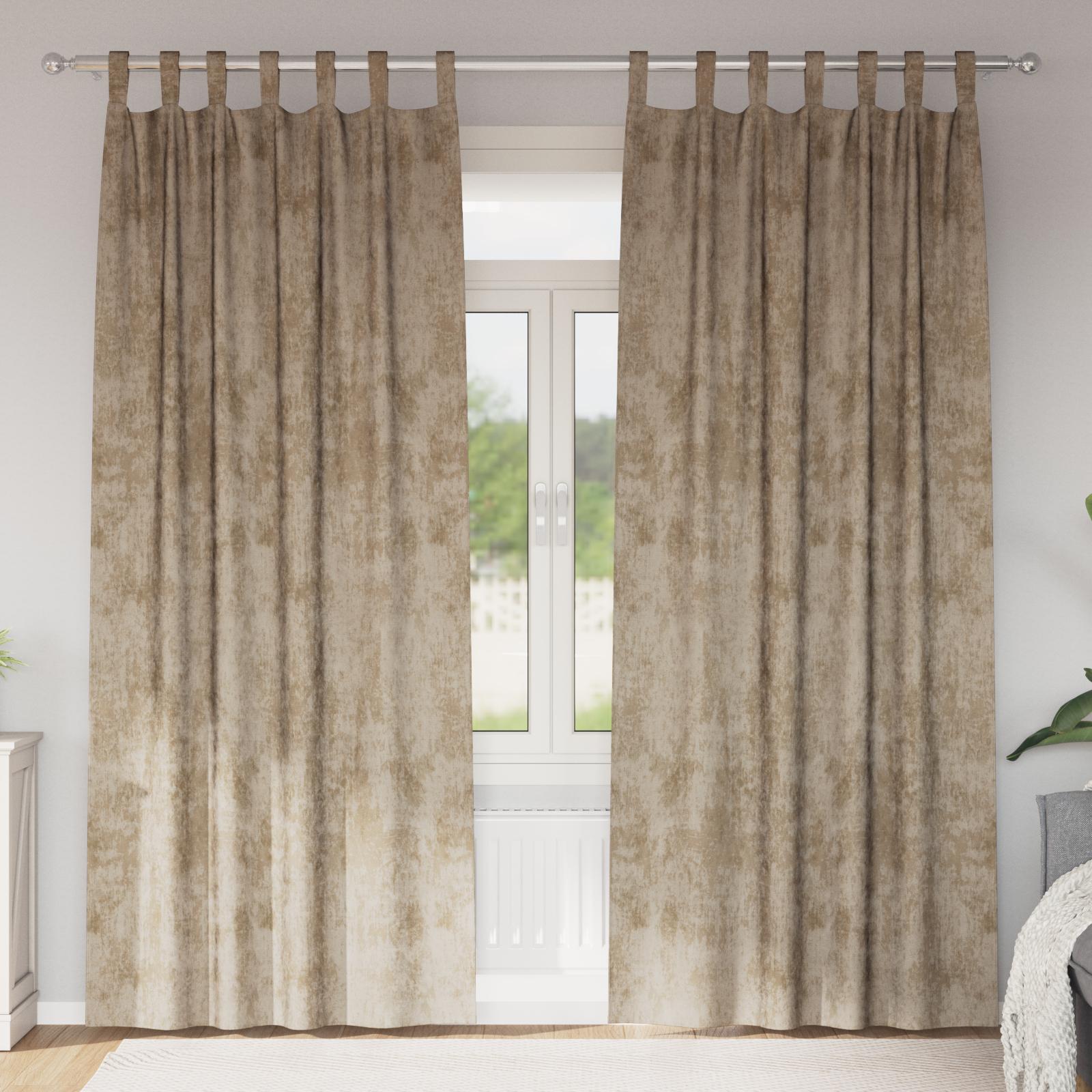 Velvet Gardiner 2 stk med Øjer Champagne 245x140 cm
