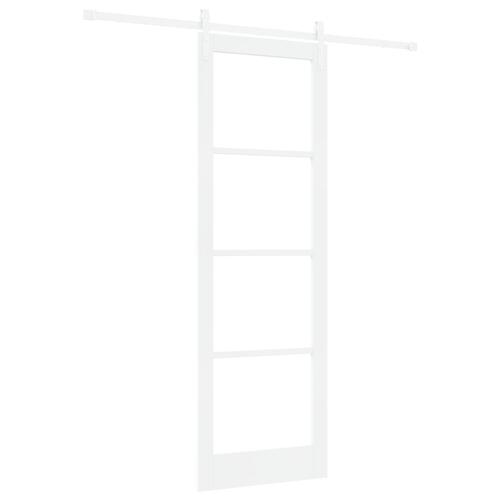 Skydedør med tilbehørssæt "ORKDAL" Hvid solid træ & glas