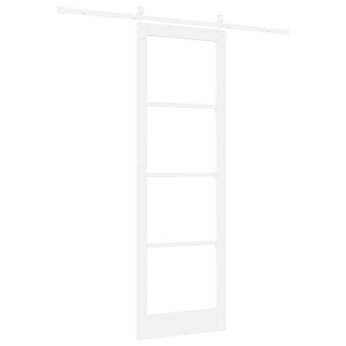 Skydedør med tilbehørssæt "ORKDAL" Hvid solid træ & glas