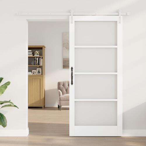 Skydedør med hardware sæt "ORKDAL" Hvid Massivt Træ & Glas