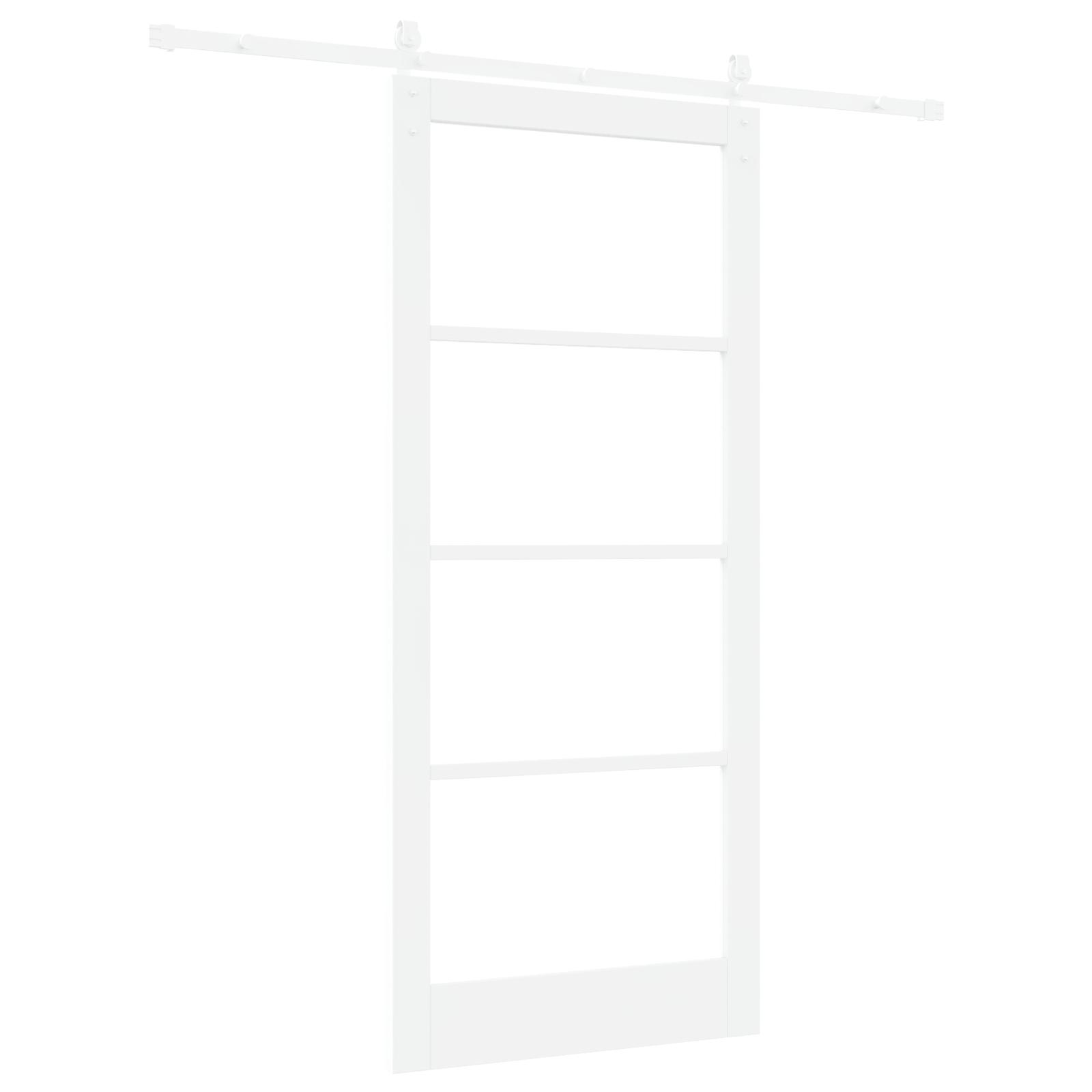 Skydedør med hardware sæt "ORKDAL" Hvid Massivt Træ & Glas
