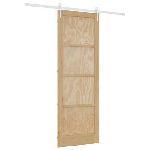 Skydedør Naturlig og hvid 83 x 232 cm Massiv fyrretræ og stål
