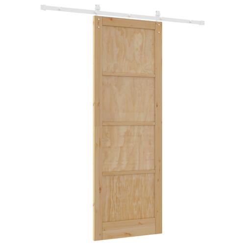 Skydedør Naturlig og hvid 83 x 232 cm Massiv fyrretræ og stål