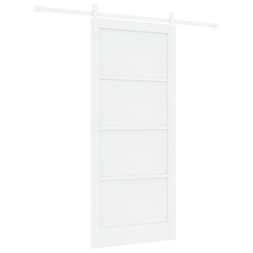 Skydedør med beslag sæt Hvid 93x211 cm Solid fyrretræ