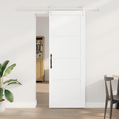 Skydedør med Hardware Sæt Hvid 78x211 cm Solid Træ Fyr