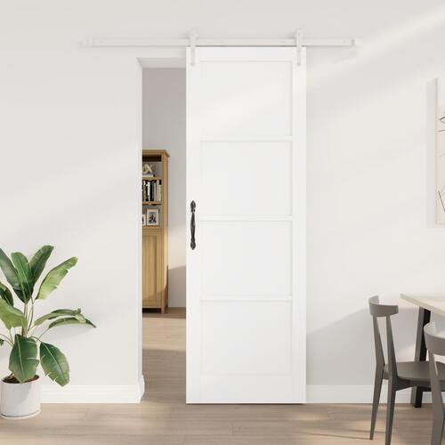 Skydedør med hardware sæt Hvid 78x232 cm Solid Træ Fyr