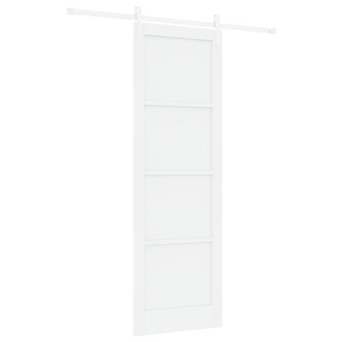 Skydedør med hardware sæt Hvid 78x232 cm Solid Træ Fyr