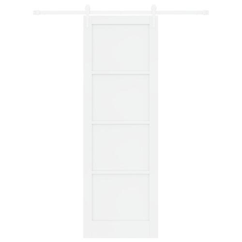 Skydedør med hardware sæt Hvid 78x232 cm Solid Træ Fyr