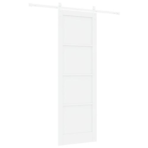 Skydedør med hardware sæt Hvid 78x232 cm Solid Træ Fyr