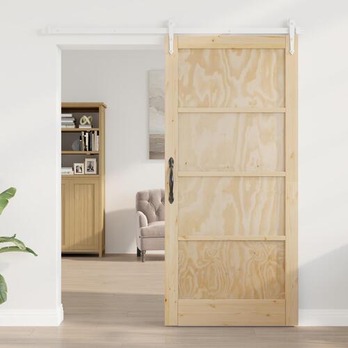 Skydedør med tilbehør, 93x202 cm massiv træ fyrretræ