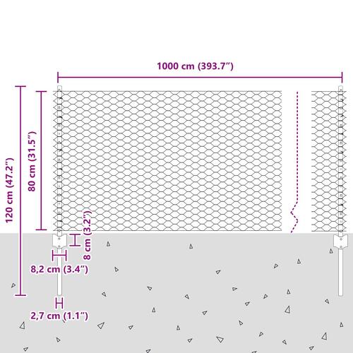 Hegnsstolper 5 stk U-Kanal Grøn 80 cm Stål