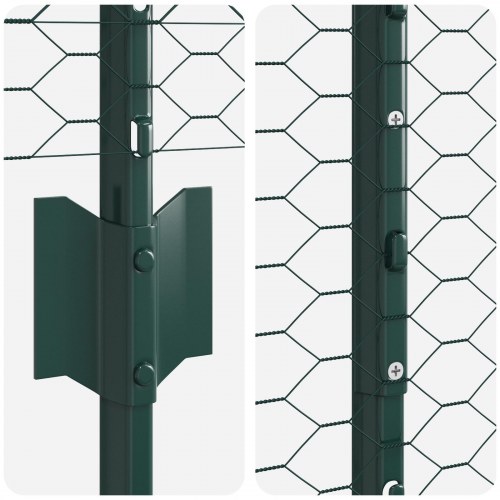 Sekskantet hegn med stolper 10 x 1,6 m - grøn
