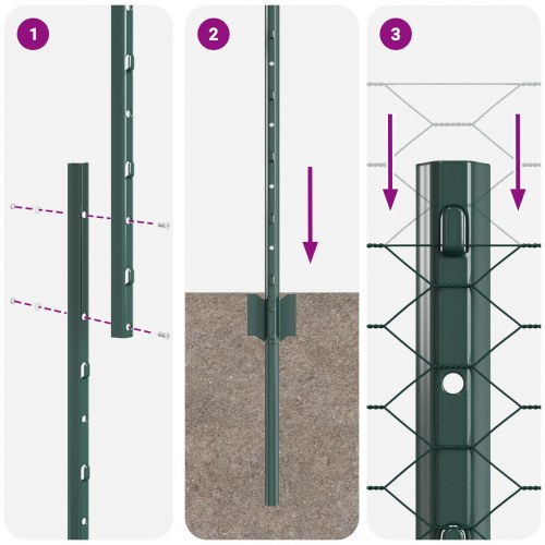 Sekskantet hegn med stolper 10 x 1,6 m - grøn