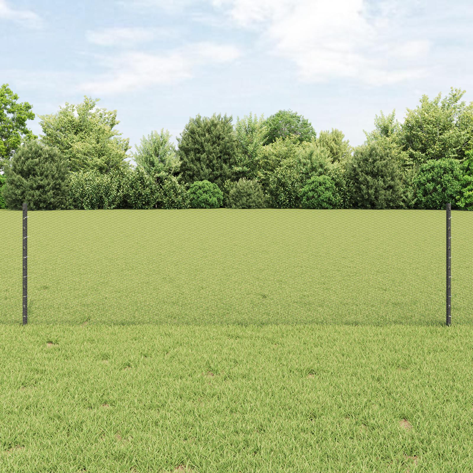 Svejset trådhegn 100 x 0,6 m - grå mesh i PVC-belagt stål