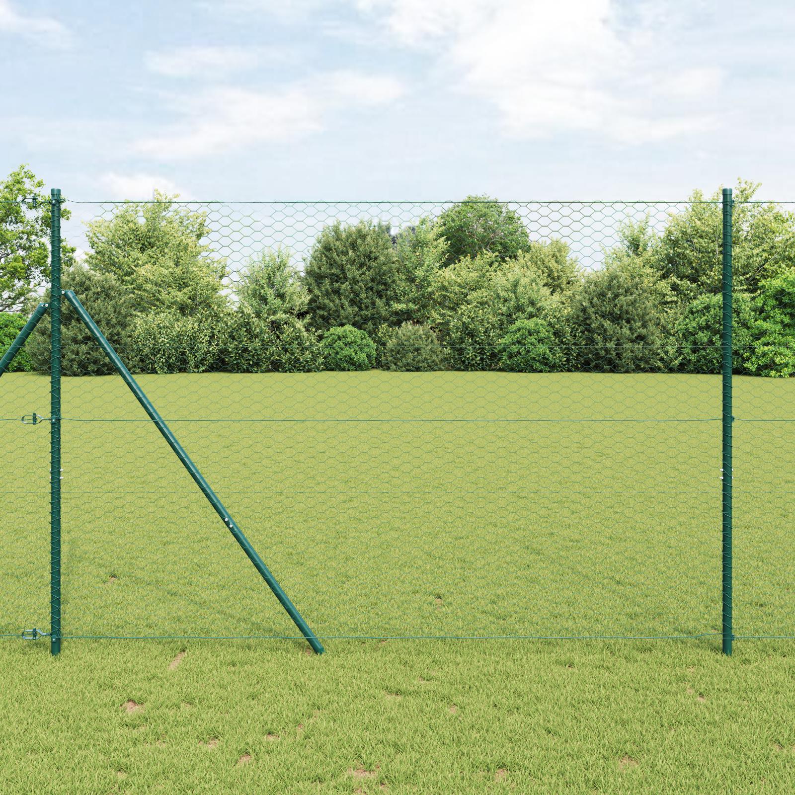 Hegn med stolper GrÃ¸n 1.6 x 10 m PVC-belagte stÃ¥l
