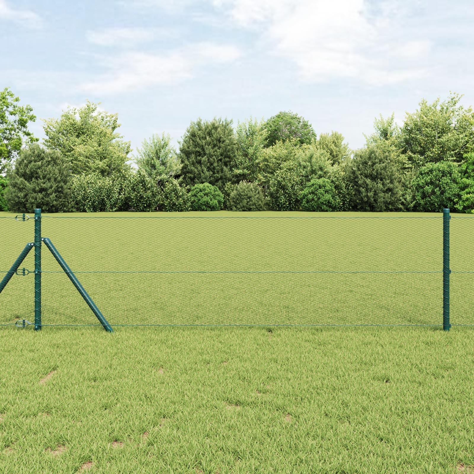 Hegn med stolper GrÃ¸n 0.6 x 50 m PVC-belagte stÃ¥l