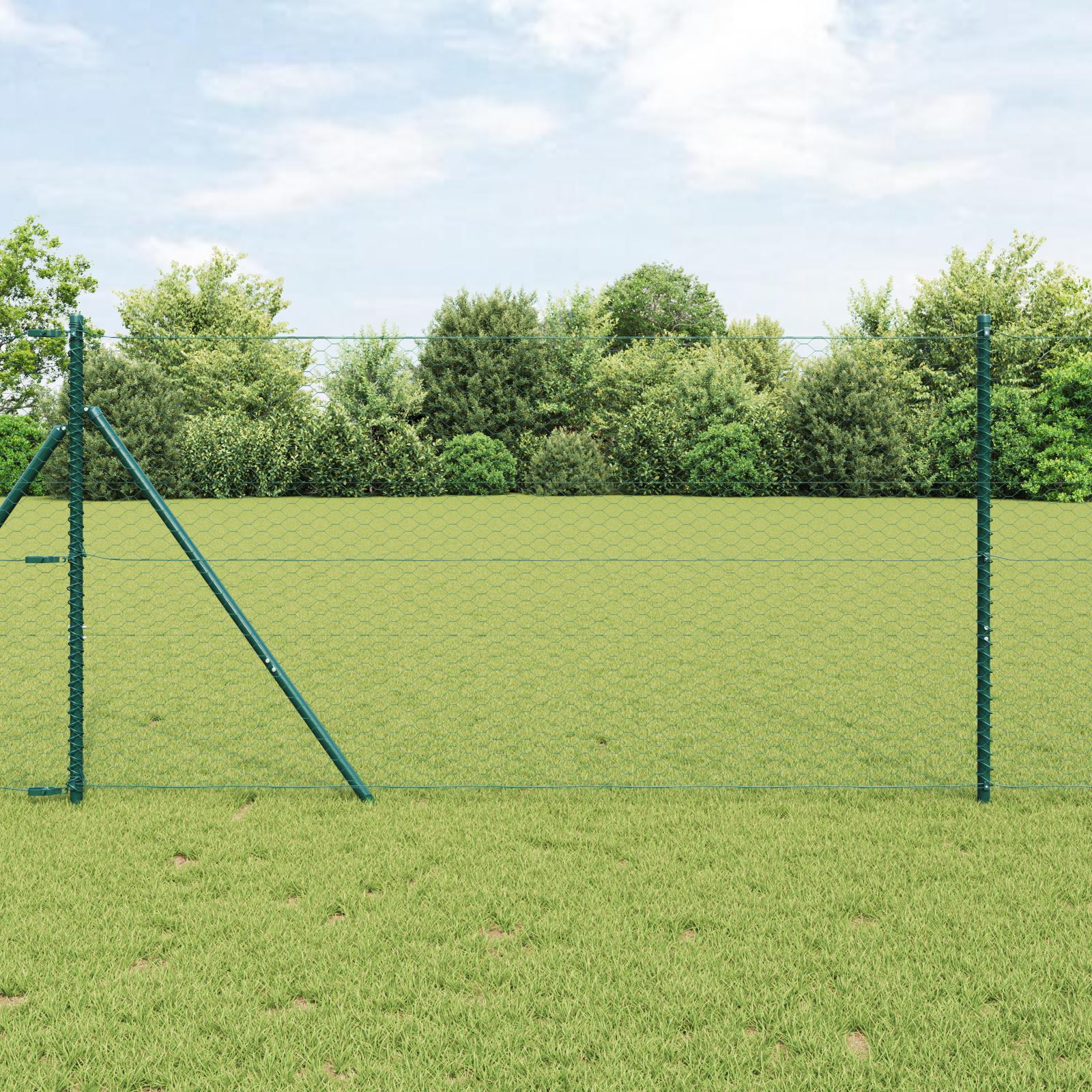 Hegn med stolper GrÃ¸n 1 x 50 m PVC-belagte stÃ¥l