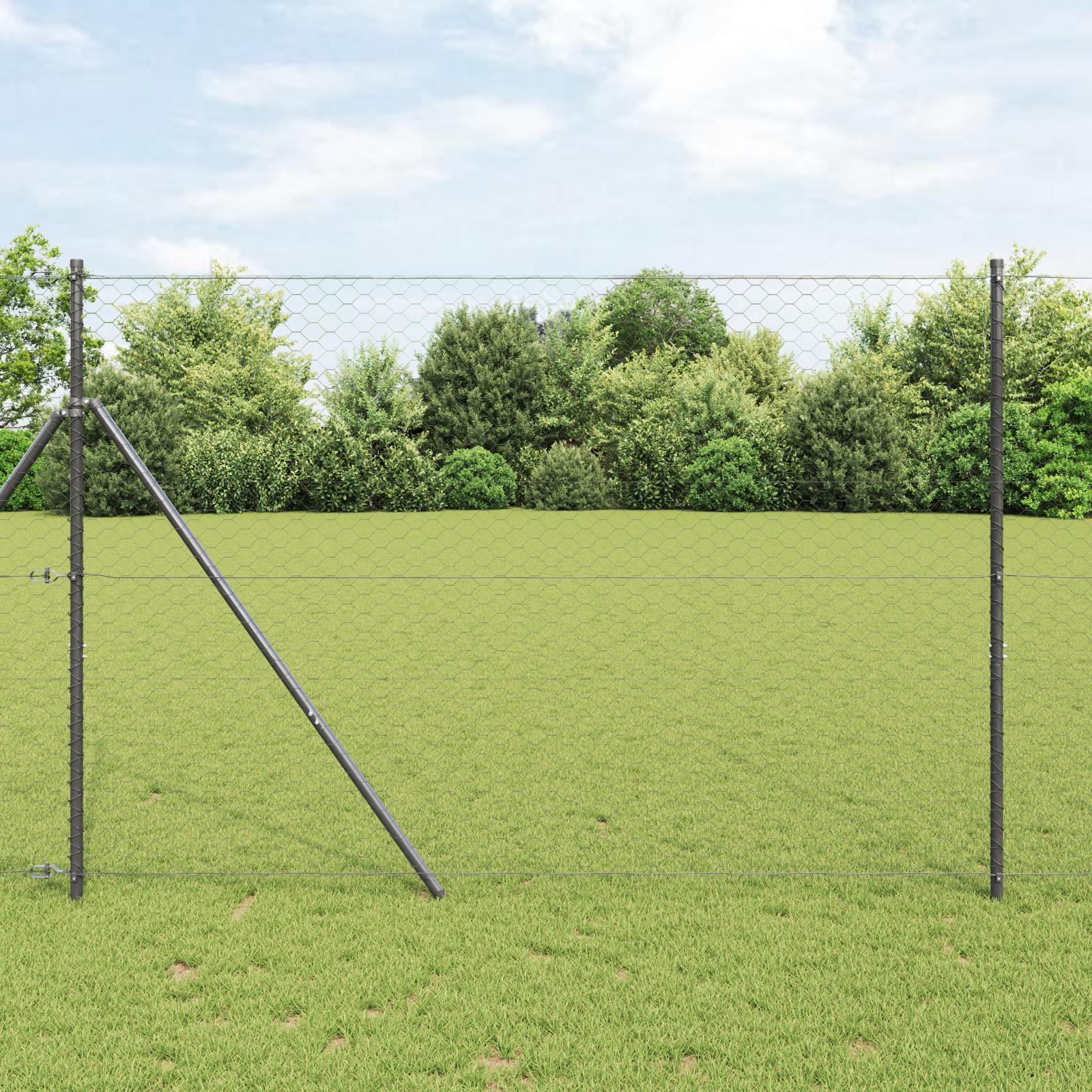 Hegn med stolper Grå 1.6 x 25 m PVC-belagte stål