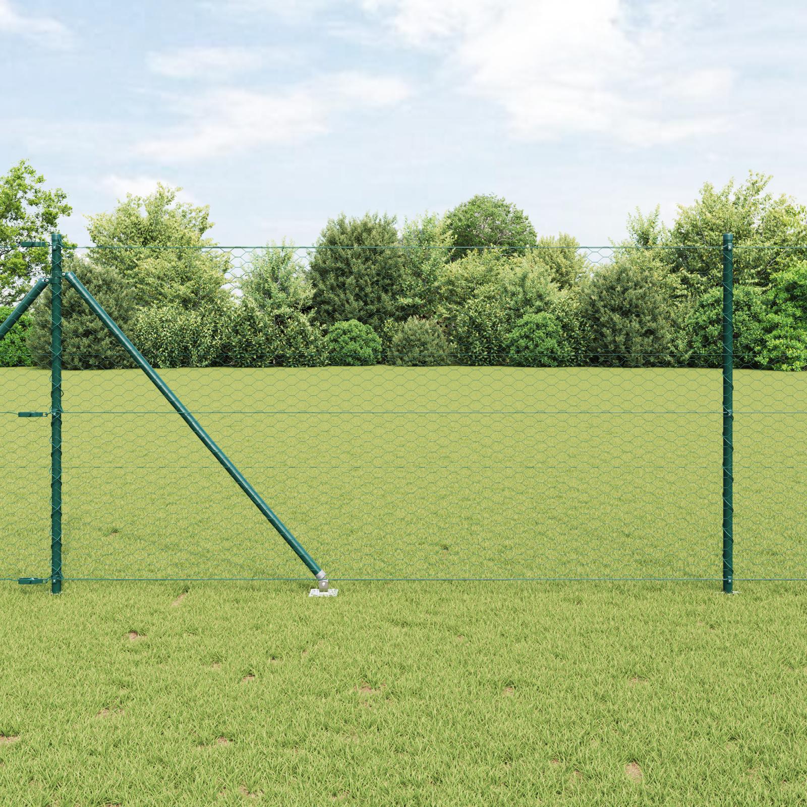 Hegn med stolper GrÃ¸n 1 x 10 m PVC-belagte stÃ¥l