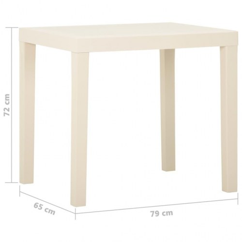 Havebord i plastik - 79 × 65 × 72 cm, hvid