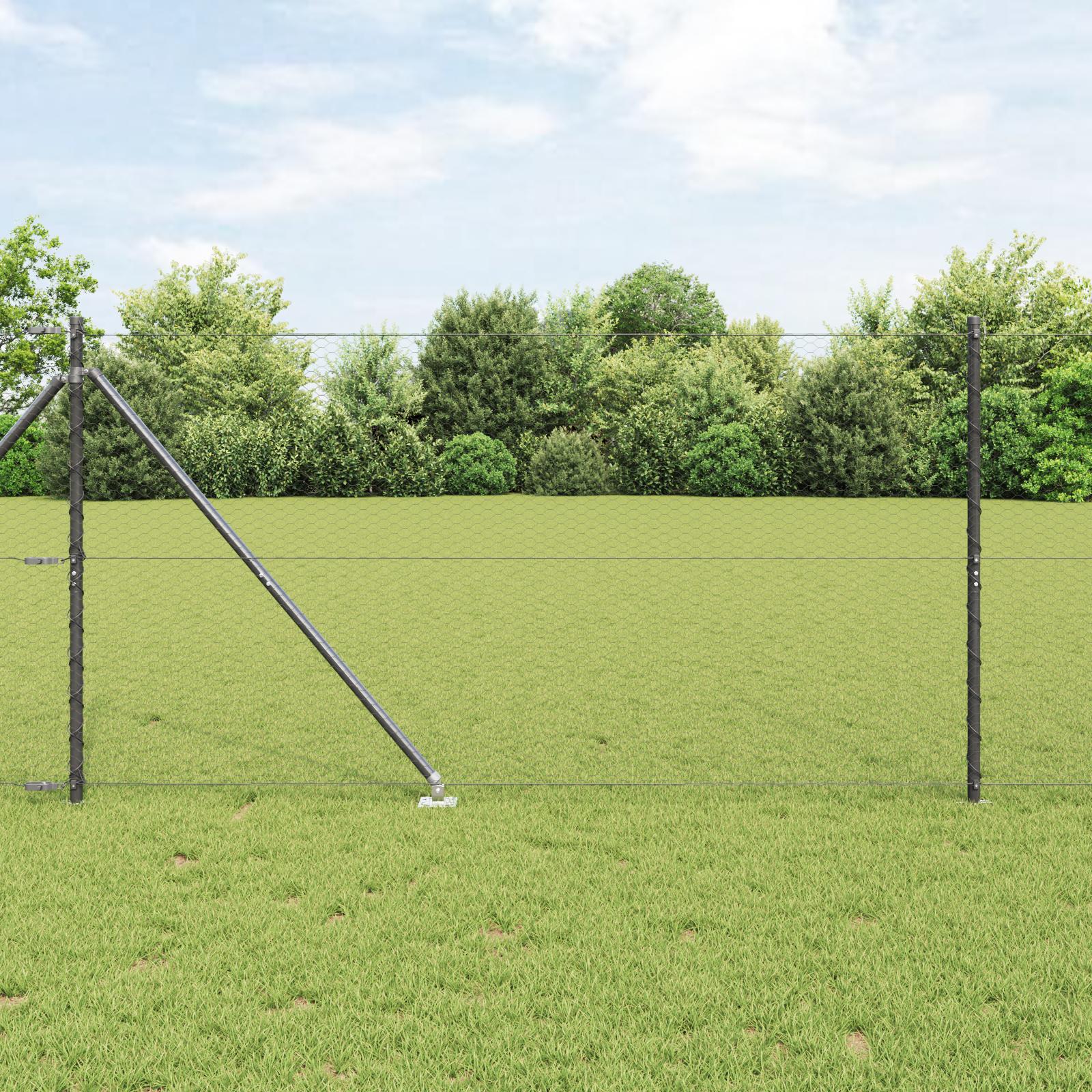 Svejset trådhegn med spidser 10 × 1,4 m - PVC-belagt stål, grå