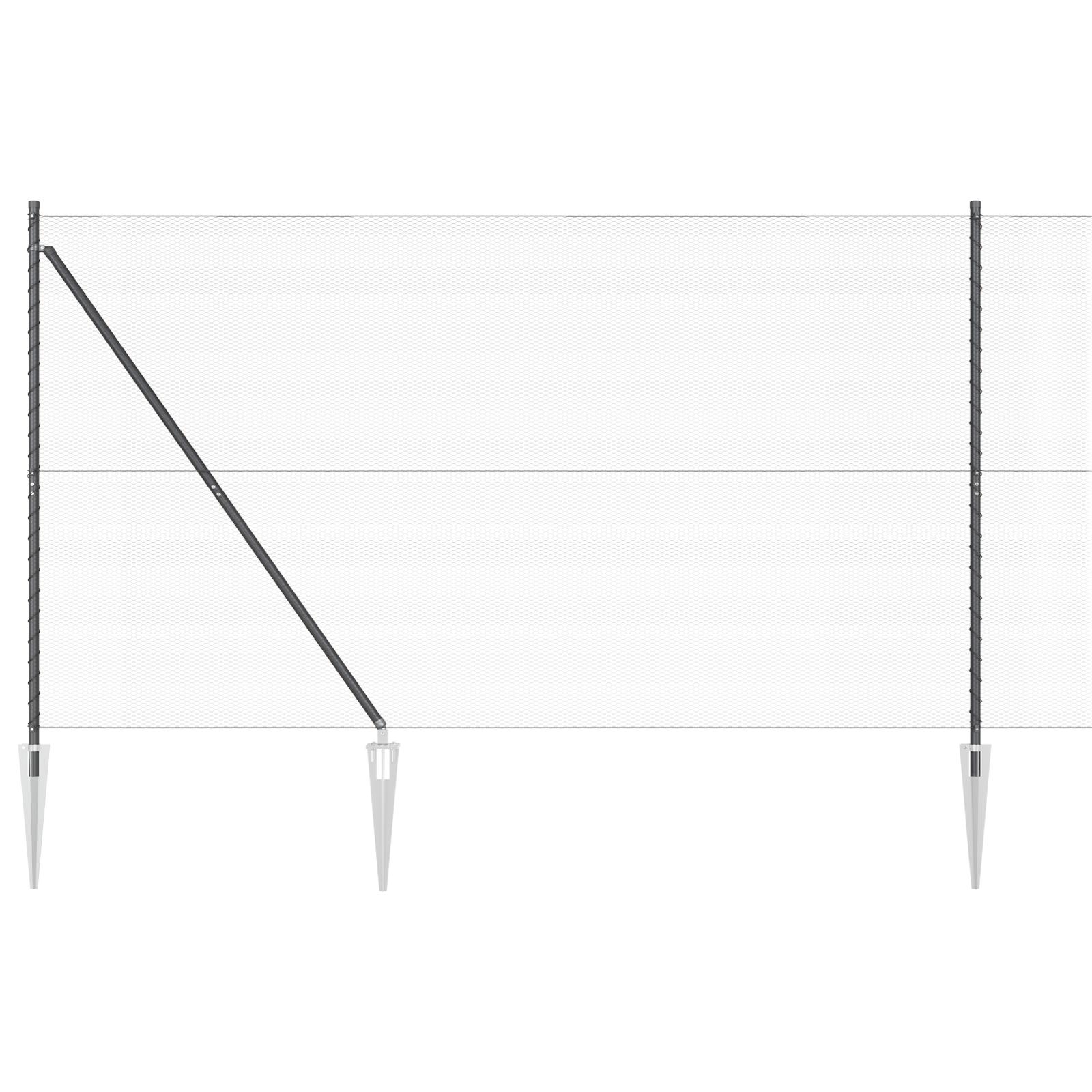 Hegn med stolper Grå 1.6 x 25 m PVC-belagte stål