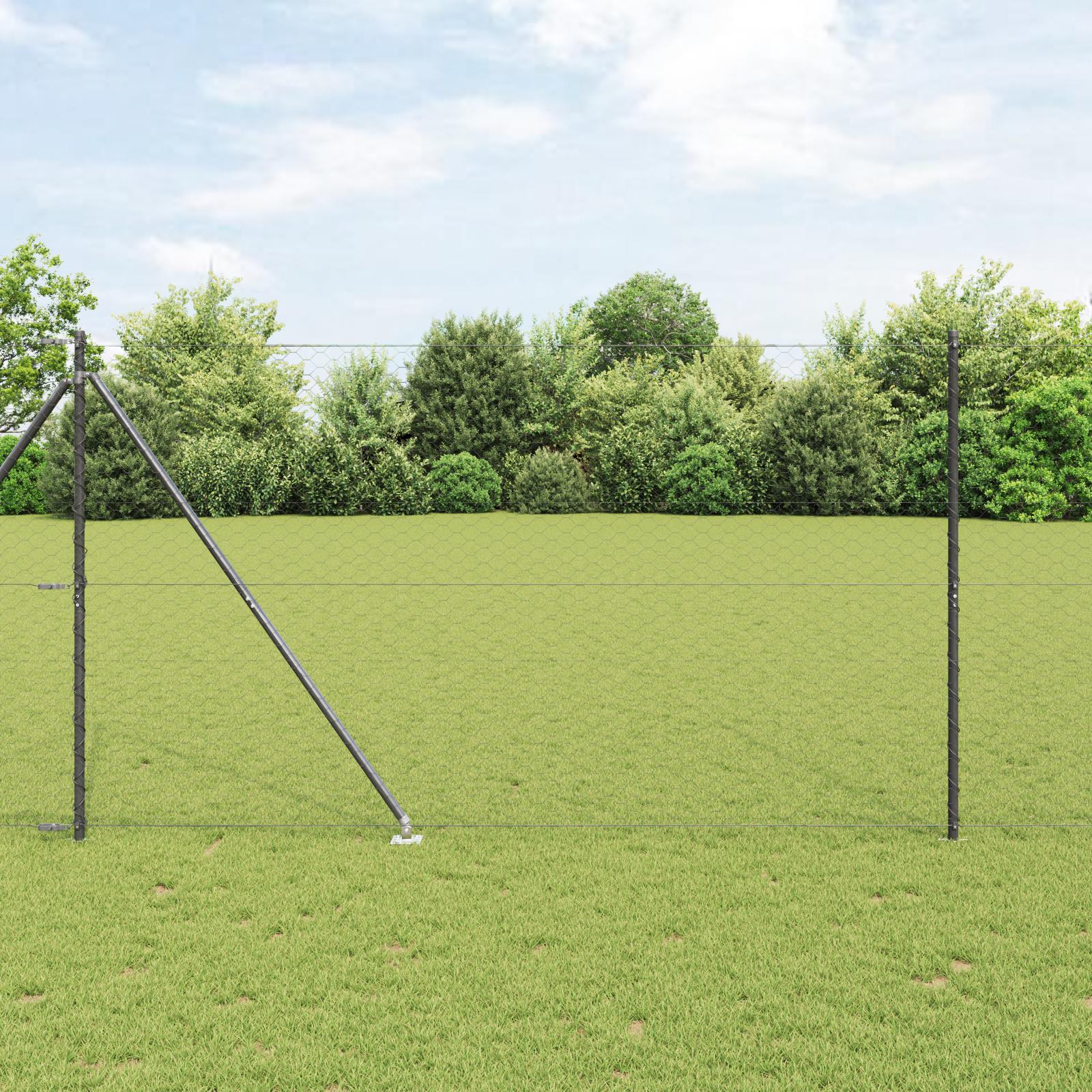 Hegn med stolper Grå 1.6 x 25 m PVC-belagte stål