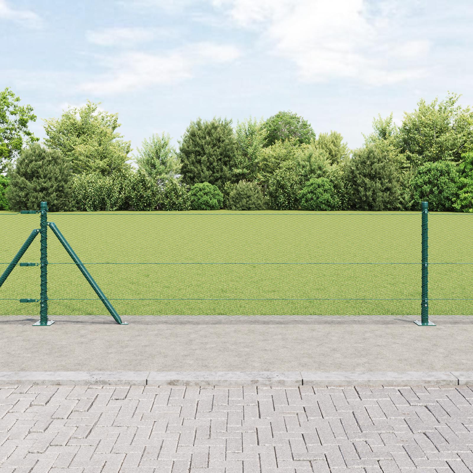Hegn med stolper Grøn 0.6 x 10 m PVC-belagte stål